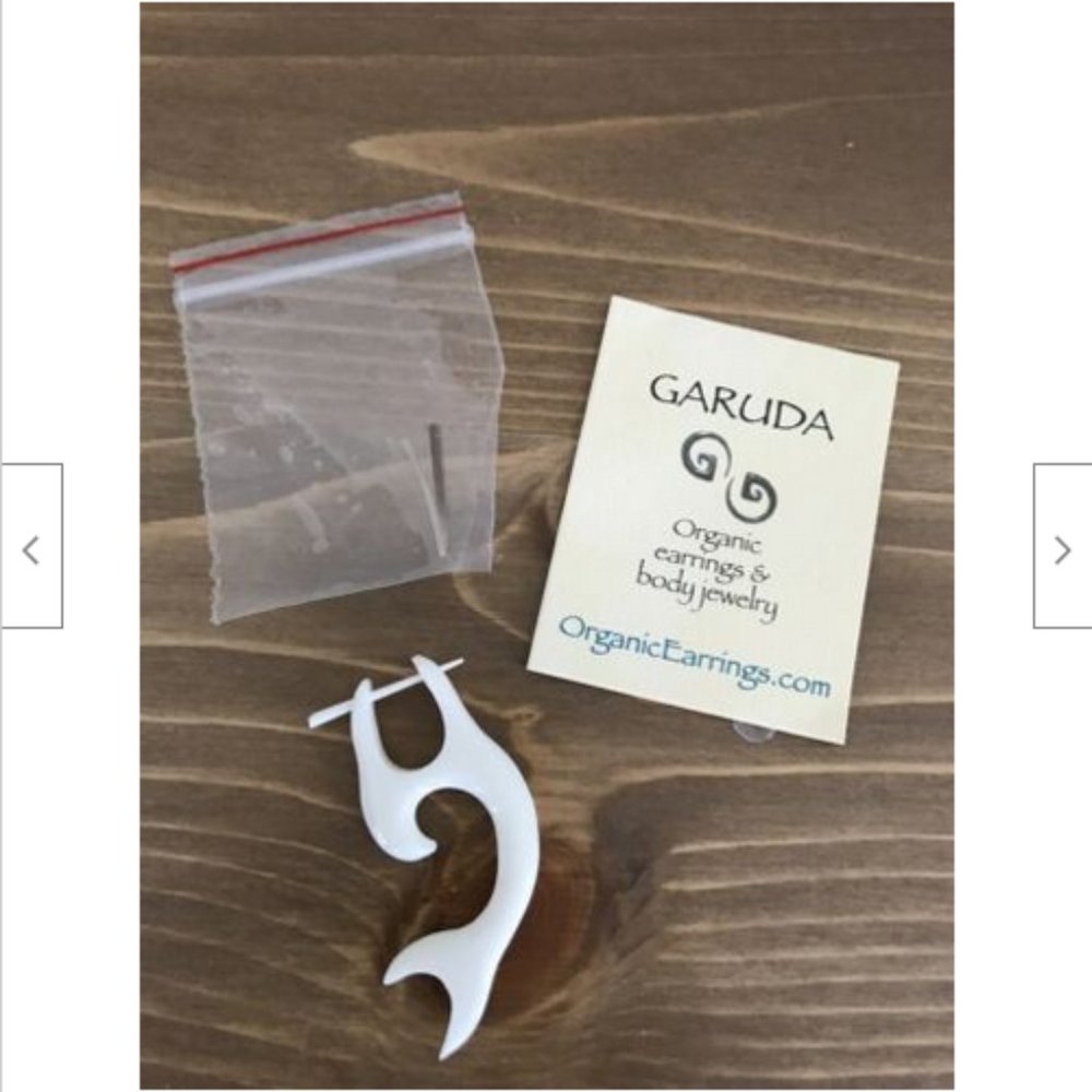 Garuda Natural Carved Dolphin Shape SINGLE Pierced Earring Made in Indonesia